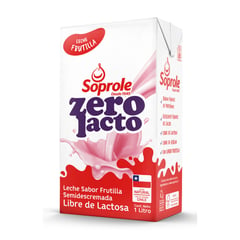 SOPROLE - Leche Semidescremada Zerolacto Sabor Frutilla 1 L